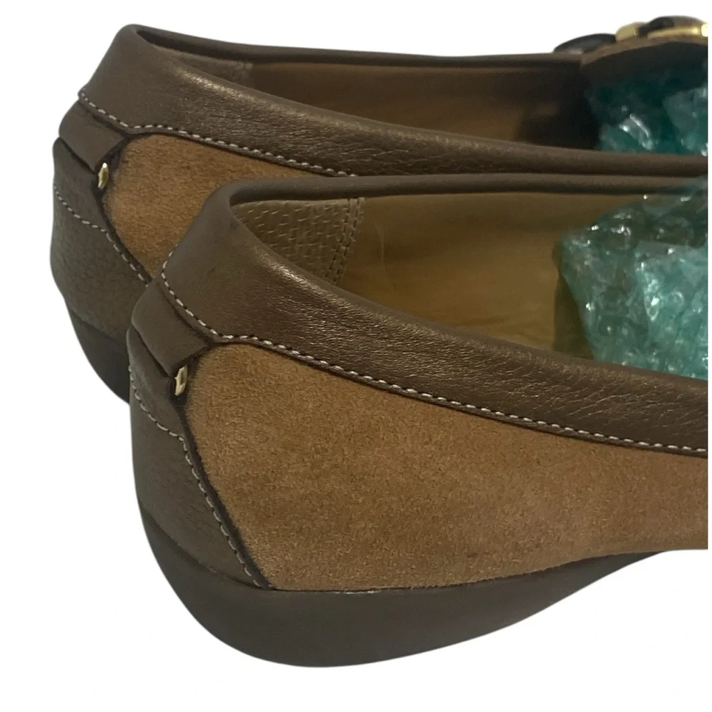 Etienne Aigner Genuine Leather Suede Buckle Loafer Slip Ons - EC - 8.5